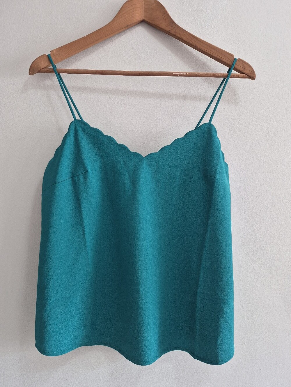 J. Crew Factory Scallop Spaghetti Strap Cami Tank Teal Size 4